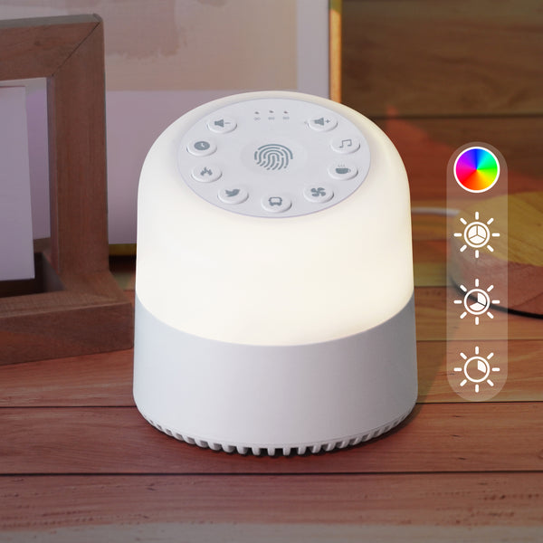 1pc,White Noise Machine with Night Light, 32 soothing music and 7 colors, Relaxing Sleep White Noise Machine, Baby-Friendly Night Light, Memory Function (White and Gray)